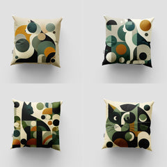 Abstract Geometric Cat Pattern Cushion Cover Pack of 4