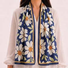 Indigo Bloom Silk Scarf