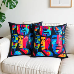 Abstract Face Cushions Cover Pack of 2