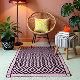 Rhombus Style - Black & Tea Pink (4ft x 6Ft)
