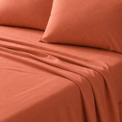Plain Cotton Satin Bedsheet Set Burnt Orange