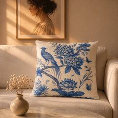Bluebird Bloom Cushion Cover with Filling