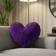 Purple Velvet Hearty Filled Cushion