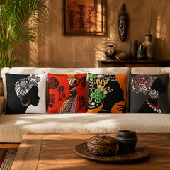African Closeup Women Cushion Pack 4