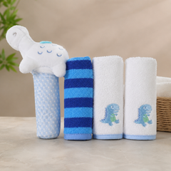 Newborn Dinosaur Face Towel Set - Pack of 4