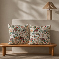 Autumn Botanical Folk Pattern Cushion Cover Pack Of 2