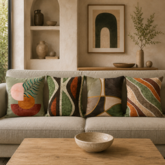 Green Boho Cushion Cover Pack of 4