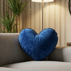 Dark Blue Velvet Hearty Filled Cushion
