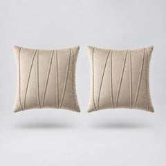 Embroidered V Velvet Cushion Cover Pack Of 2 floating on a light grey surface