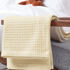 Organic Cotton Waffle Baby Blanket Pale Butter