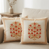 Mughal-Inspired Floral Cushion Cover Pack of 2