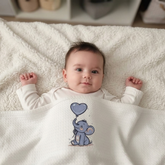 Viscose Elephant Heart Baby Blanket White