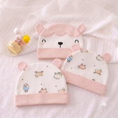 Organic Cotton Animal-Ear Baby Beanies - Pack of 3