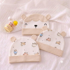 Organic Cotton Animal-Ear Baby Beanies - Pack of 3