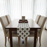 Black and White Flora Table Runner