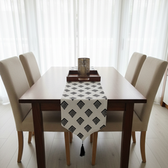 Black and White Flora Table Runner