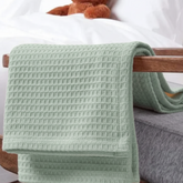 Organic Cotton Waffle Baby Blanket Sage Mint