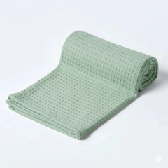 Organic Cotton Waffle Baby Blanket Sage Mint