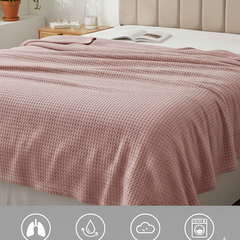 Viscos Cotton Thermal Blanket Powder Pink