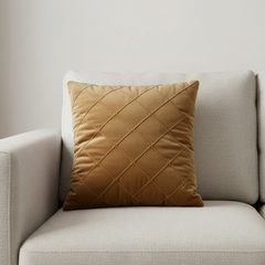 Golden Grid Velvet Cushion Cover
