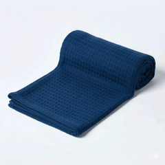 Organic Cotton Waffle Baby Blanket Deep Ocean Blue
