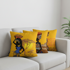 Yellow African Cushion Covers Pack of 3