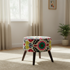 River Place Round Cone Leg Ottoman