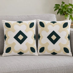 Harvest Hues Embroidered Cushion Cover Pack of 2 placed on a sofa