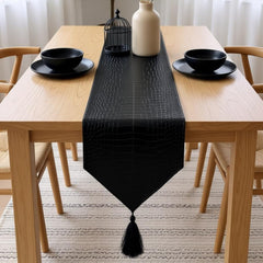 Premium Leather - Black Table Runner
