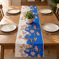 Riviera Floral Table Runner B-Pair placed on a dining table