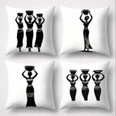 African Tribal Women Throw Pillow Covers Pack Of 4