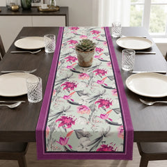 Twilight Bloom Table Runner placed on a dining table