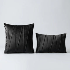 Velvet Prism Stripe Cushion Cover placed on light grey surface