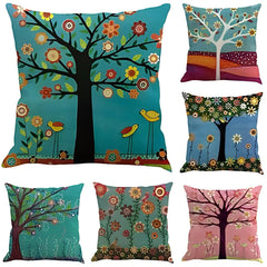 Vintage Flower Tree Cushion Cover Pack 6
