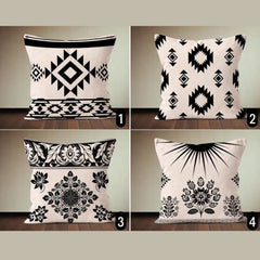 Aztec Style Beige Black Cushion Cover Pack of 4