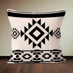 Aztec Style Beige Black Cushion Cover Pack of 4