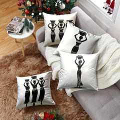 African Tribal Women Throw Pillow Covers Pack Of 4