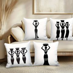 African Tribal Women Throw Pillow Covers Pack Of 4