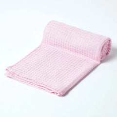 Organic Cotton Waffle Baby Blanket Pink