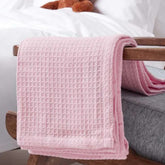 Organic Cotton Waffle Baby Blanket Pink