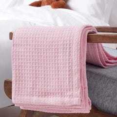 Organic Cotton Waffle Baby Blanket Pink