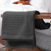 Organic Cotton Waffle Baby Blanket Charcoal Grey