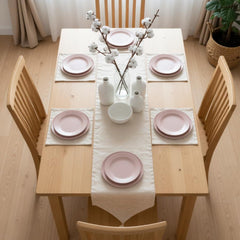 Moonlit Cream Elegance Table Runner With 4 Mats