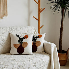 Boho Potted Plant Stitch Cushion Cover Pack of 2