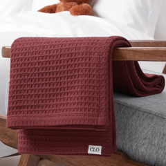 Organic Cotton Waffle Baby Blanket Maroon