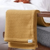 Organic Cotton Waffle Baby Blanket Camel