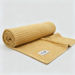 Organic Cotton Waffle Baby Blanket Camel