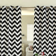 Black and White Ripple Pattern Curtain