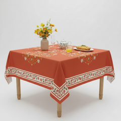 Terracotta-Mughal-Floral Table Cover