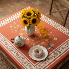 Terracotta-Mughal-Floral Table Cover